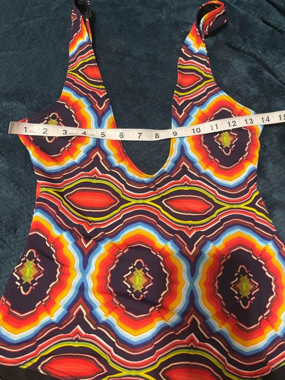One-Piece Swimsuit with Multicolor Geometric Print - Picture 5 of 6